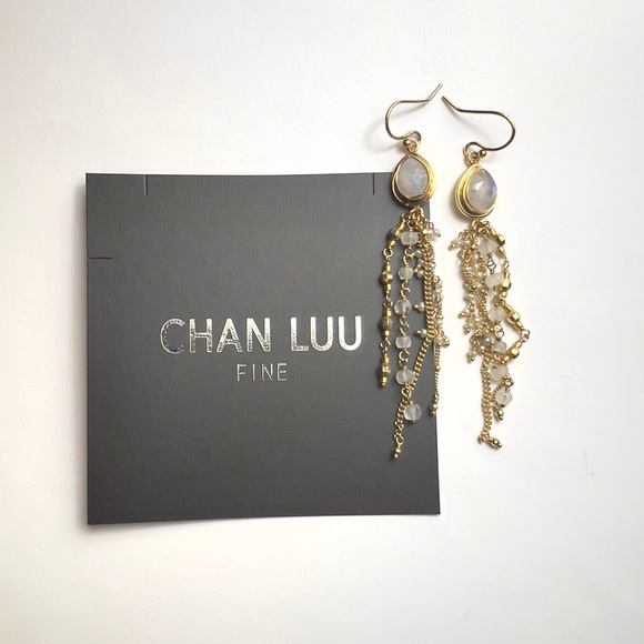 New Chan Luu moonstone pearl earrings gold vermeil 925 sterling silver